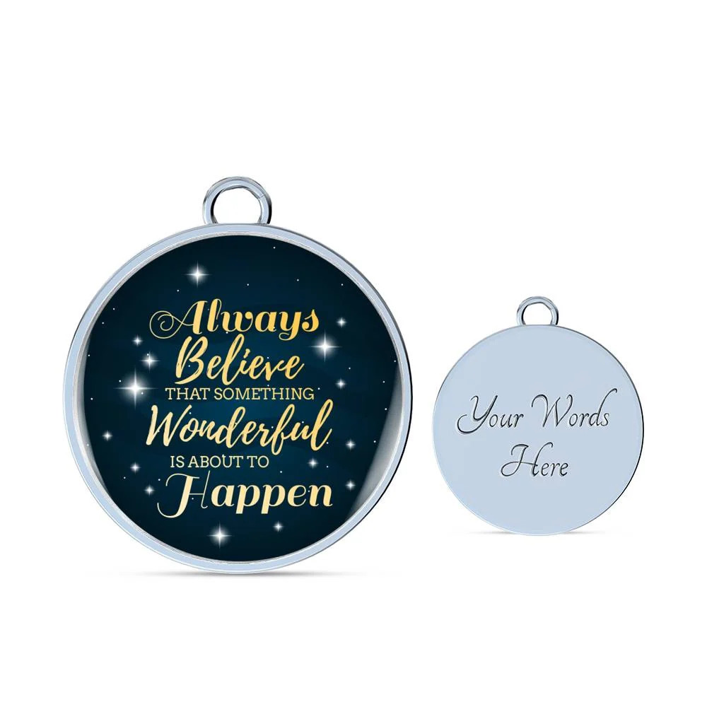Inspirational Bracelet Always Believe Personalized Engraved Silver Circle Bangl